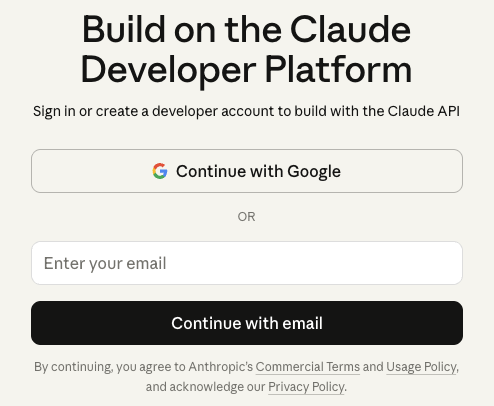 Screenshot — Log in to your Console account