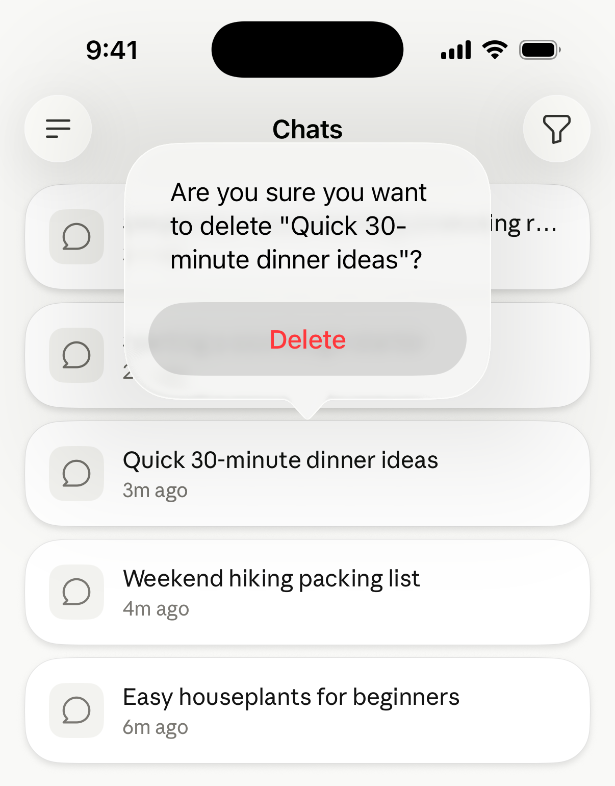 Screenshot — Delete or rename a conversation / Delete or rename a conversation on the web (2)