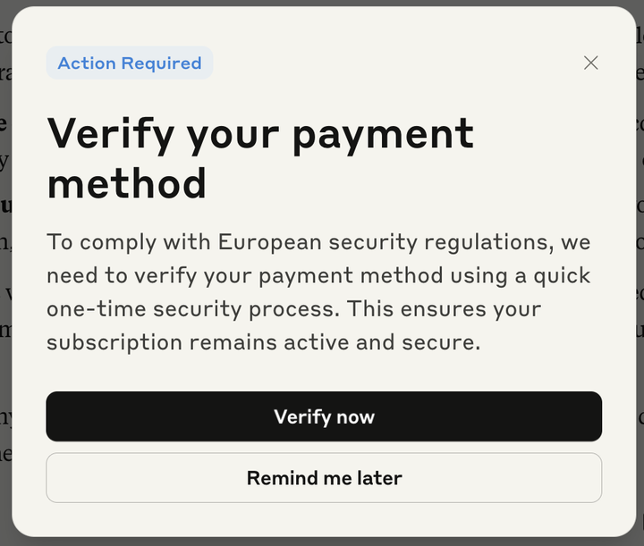 Screenshot — Why am I being asked to verify my payment method?