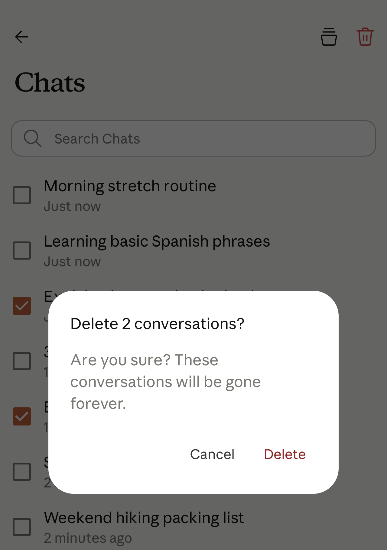 Screenshot — Delete or rename a conversation / Delete or rename a conversation on the web (8)