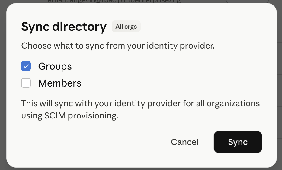 Screenshot — How SCIM sync works for Enterprise organizations / What gets synced (2)