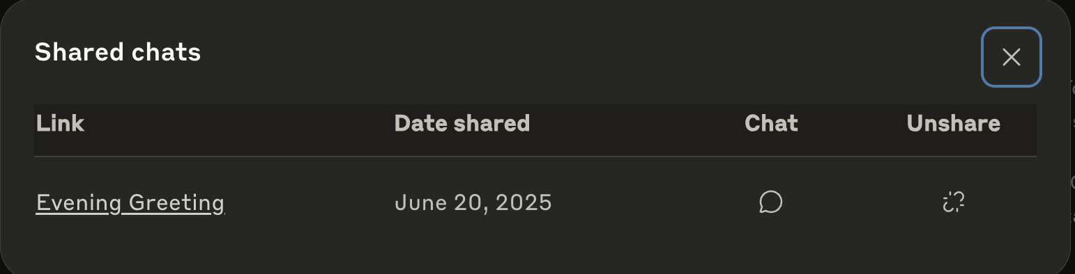Screenshot — Share and unshare chats / Share chats (2)