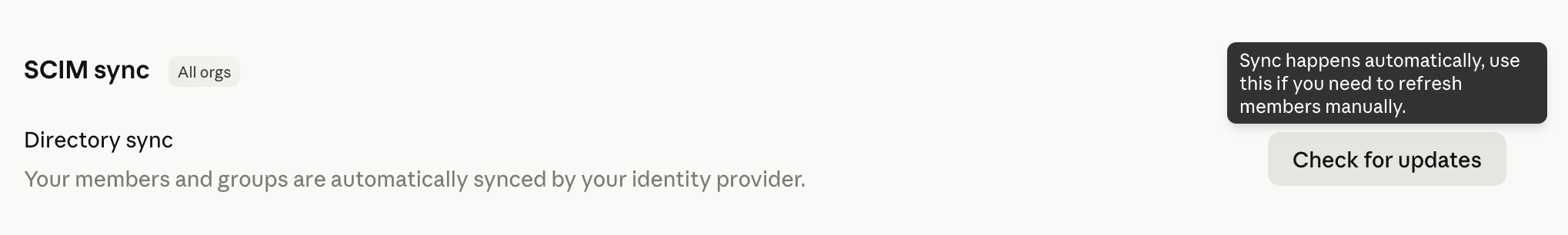 Screenshot — How SCIM sync works for Enterprise organizations / What gets synced